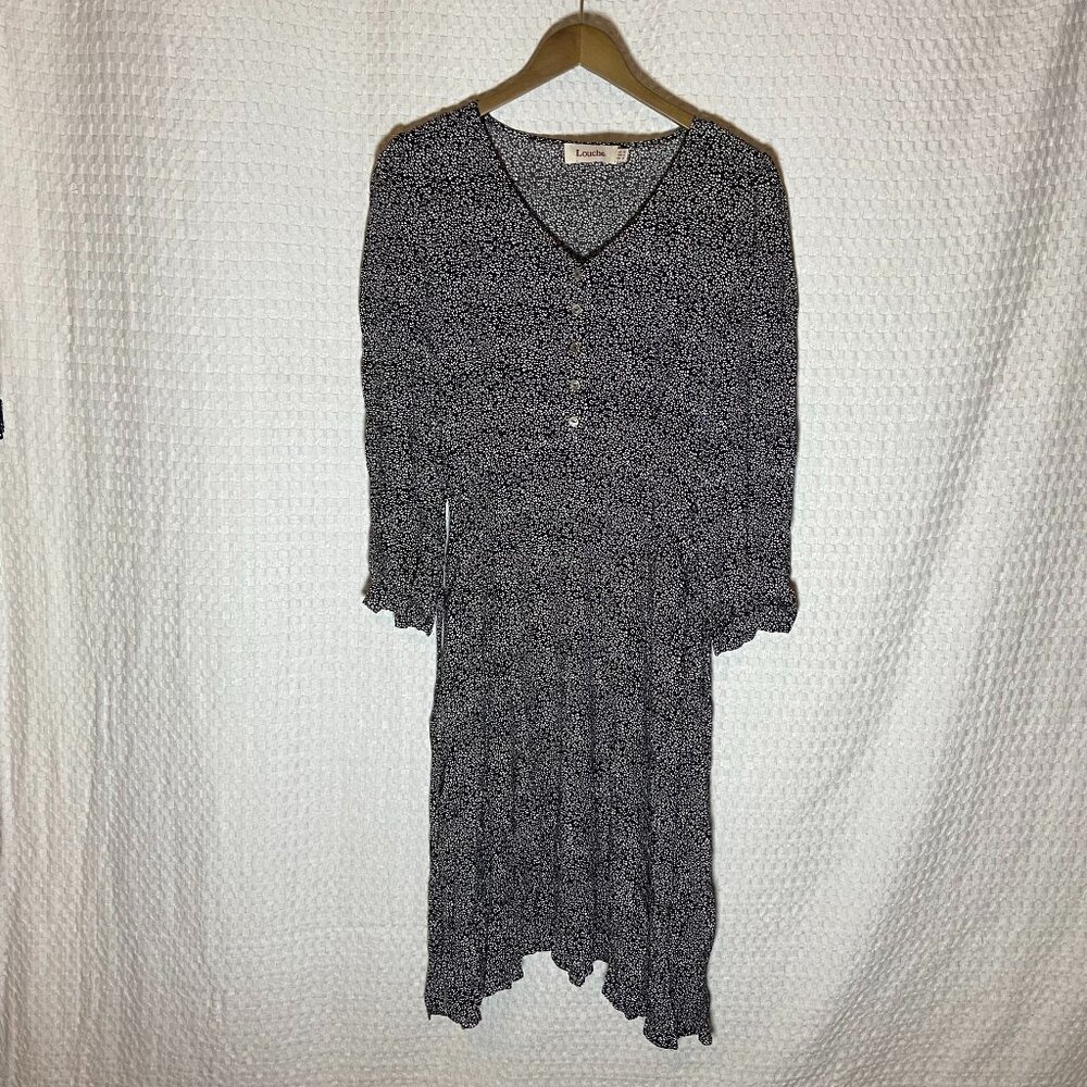LOUCHE 70s Calandra Tuberose Midi Dress Black Size US 8